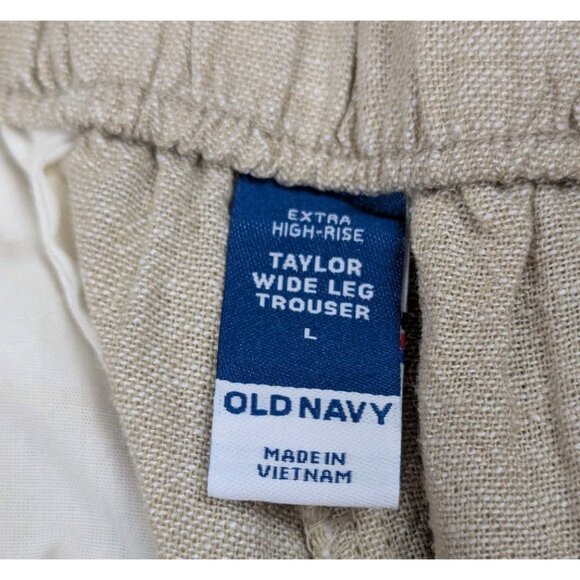 Old Navy Pants Womens Large Taylor Wide Leg Trouser High Rise Linen Full Length - Picture 4 of 10